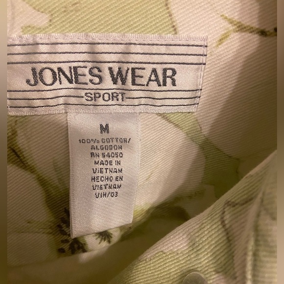 Jones Wear Sport Floral Denim Cropped Green White Jacket Women's Sz M - Picture 3 of 6
